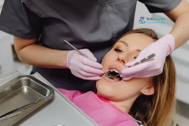 Patient receiving preventive dental care during an exam at Rob Madry DDS in Corpus Christi.